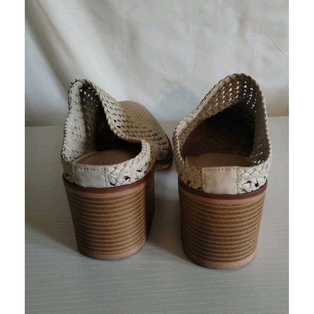 Time and Tru Womens Ladies Ivory Woven Slip On Chunk Heel Mules Shoes Sz 10 - Picture 3 of 6